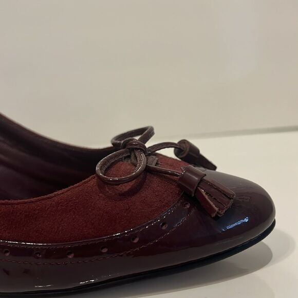 Cole Haan Burgundy Suede/Patent Leather Heeled Shoes Size 7 - Picture 9 of 14